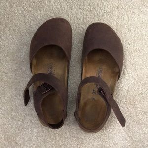 Mary Jane Birkenstocks Brown Leather